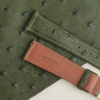 Padded Green Ostrich Lining Brick Rubber Leather Watch Strap