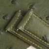 Padded Green Ostrich Lining Brick Rubber Leather Watch Strap