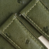 Padded Green Ostrich Lining Brick Rubber Leather Watch Strap