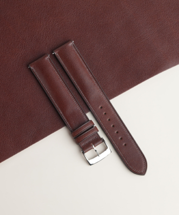 Padded Micro Stitch Brown Vachetta Lining Dark Brown Epsom Leather Watch Strap
