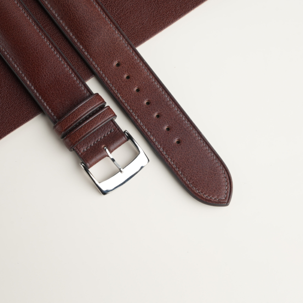 Padded Micro Stitch Brown Vachetta Lining Dark Brown Epsom Leather Watch Strap