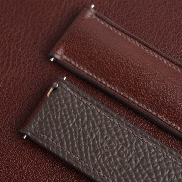 Padded Micro Stitch Brown Vachetta Lining Dark Brown Epsom Leather Watch Strap