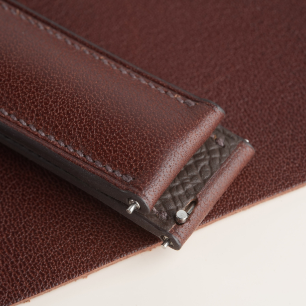 Padded Micro Stitch Brown Vachetta Lining Dark Brown Epsom Leather Watch Strap