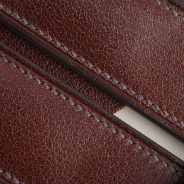 Padded Micro Stitch Brown Vachetta Lining Dark Brown Epsom Leather Watch Strap