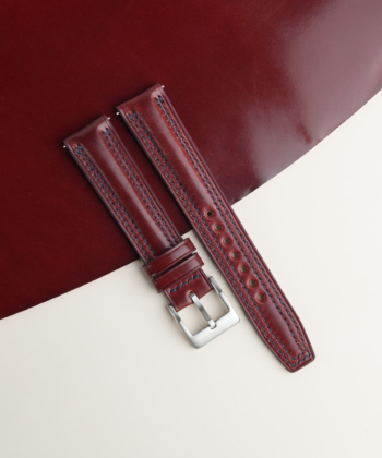 Padded Burgundy Shell Cordovan Lining Brown Alran Sully Leather Watch Strap