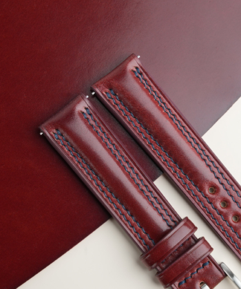 Padded Burgundy Shell Cordovan Lining Brown Alran Sully Leather Watch Strap