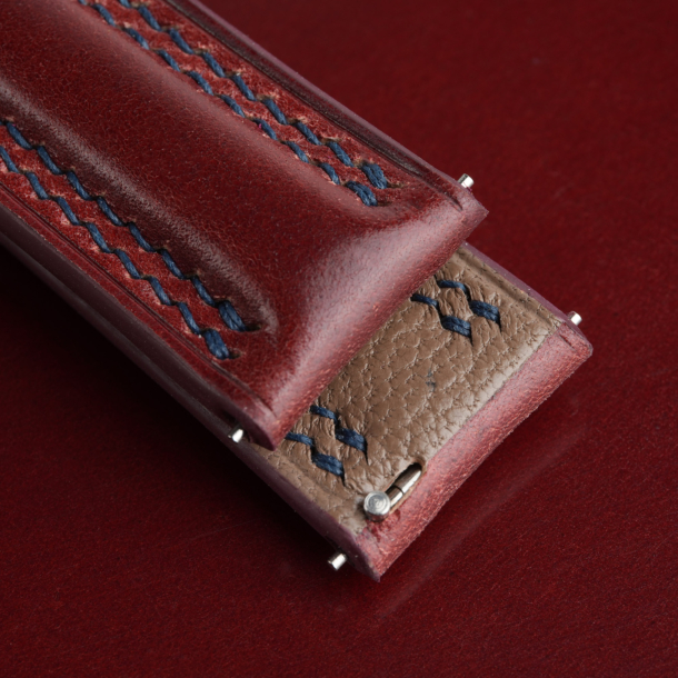Padded Burgundy Shell Cordovan Lining Brown Alran Sully Leather Watch Strap