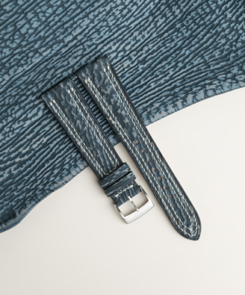 Padded Jean Blue Shark Leather Lining Beige Rubber Watch Strap