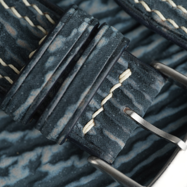 Padded Jean Blue Shark Leather Lining Beige Rubber Watch Strap 8 Padded Jean Blue Shark Leather Lining Beige Rubber Watch Strap