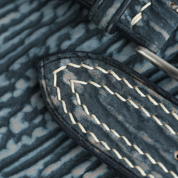 Padded Jean Blue Shark Leather Lining Beige Rubber Watch Strap 7 Padded Jean Blue Shark Leather Lining Beige Rubber Watch Strap