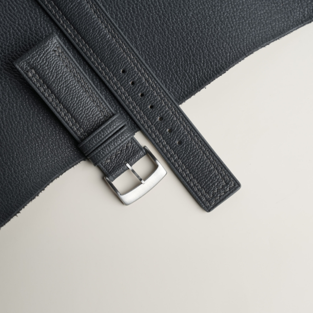 Padded Dark Grey Alran Chevre Lining Dark Grey Alran Chevre Leather Watch Strap 4 Padded Dark Grey Alran Chevre Lining Dark Grey Alran Chevre Leather Watch Strap