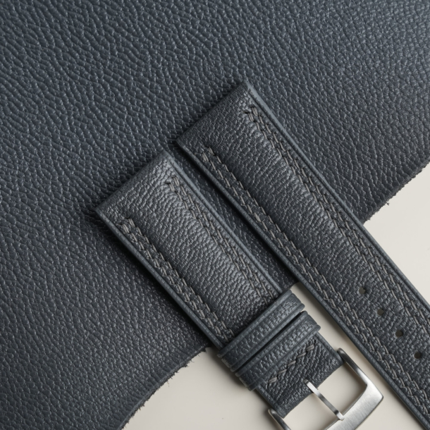 Padded Dark Grey Alran Chevre Lining Dark Grey Alran Chevre Leather Watch Strap 2 Padded Dark Grey Alran Chevre Lining Dark Grey Alran Chevre Leather Watch Strap