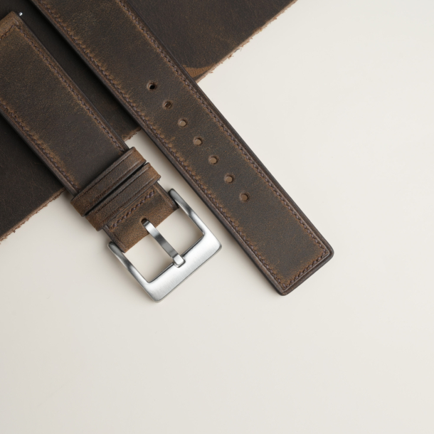 Micro Stich Rustic Crazy Horse Leather Watch Strap