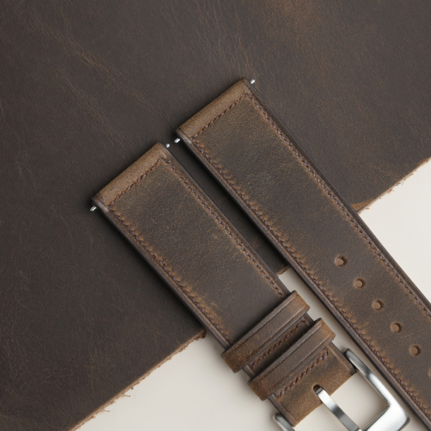 Micro Stich Rustic Crazy Horse Leather Watch Strap