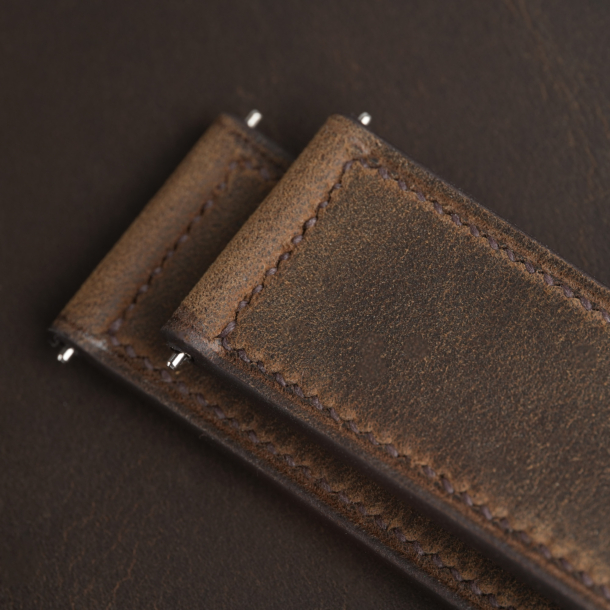 Micro Stich Rustic Crazy Horse Leather Watch Strap