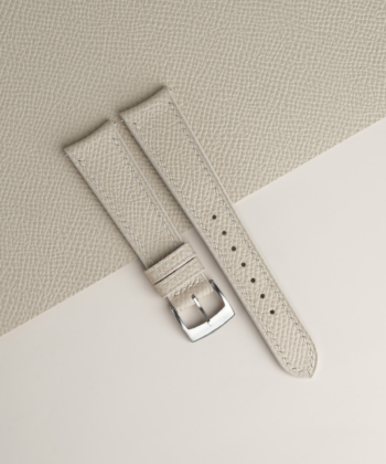 Curved End Pearl White Epsom Lining Dark Beige Rubber Watch Strap