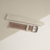 Curved End Pearl White Epsom Lining Dark Beige Rubber Watch Strap