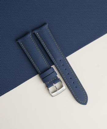 Curved End Padded Navy Sailcloth Rubber Lining Brown Alran Sully Watch Strap