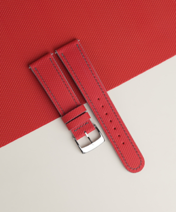 Red Sailcloth Rubber Lining Red Swift Watch Strap