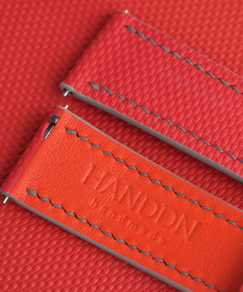 Red Sailcloth Rubber Lining Red Swift Watch Strap