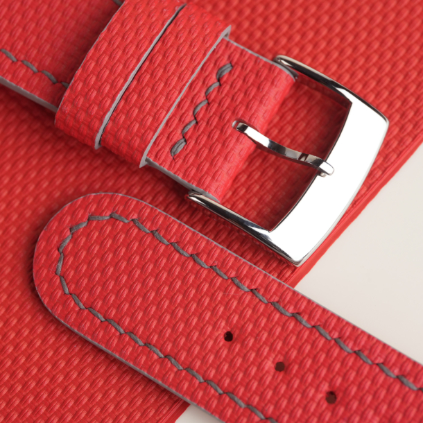 Red Sailcloth Rubber Lining Red Swift Watch Strap