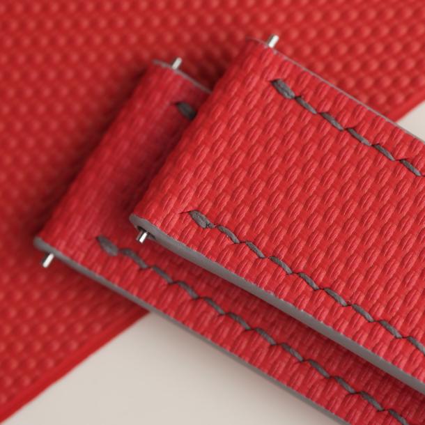 Red Sailcloth Rubber Lining Red Swift Watch Strap