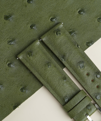 Padded Green Ostrich Lining Sesame Epsom Leather Watch Strap