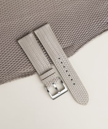 Padded Light Grey Lizard Lining Aqua Blue Alran Sully Leather Watch Strap
