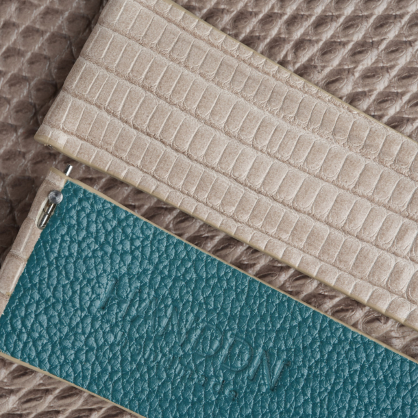 Padded Light Grey Lizard Lining Aqua Blue Alran Sully Leather Watch Strap
