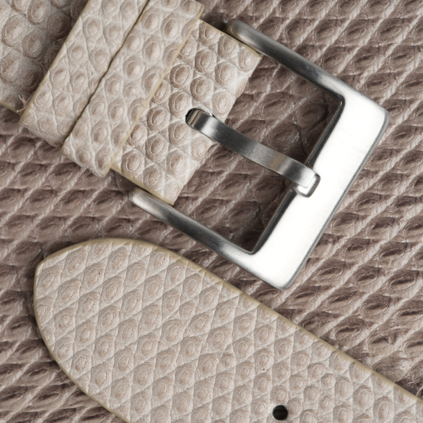 Padded Light Grey Lizard Lining Aqua Blue Alran Sully Leather Watch Strap