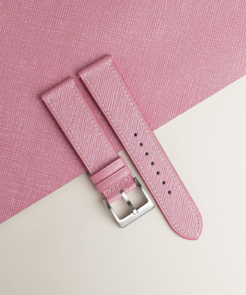 Light Pink Saffiano Lining Turquoise Epsom Leather Watch Strap