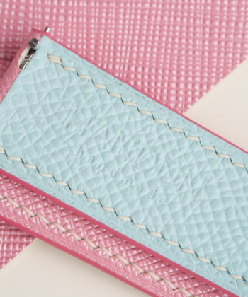 Light Pink Saffiano Lining Turquoise Epsom Leather Watch Strap