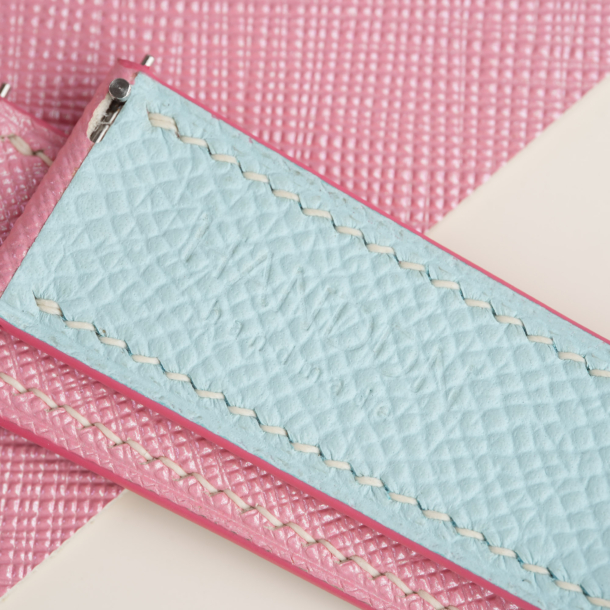 Light Pink Saffiano Lining Turquoise Epsom Leather Watch Strap 2 Light Pink Saffiano Lining Turquoise Epsom Leather Watch Strap