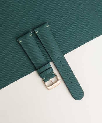 Padded Aqua Green Sailcloth Rubber Lining Brick Rubber Watch Strap