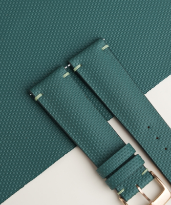 Padded Aqua Green Sailcloth Rubber Lining Brick Rubber Watch Strap