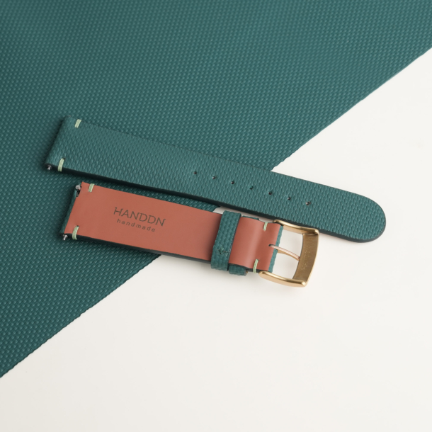 Padded Aqua Green Sailcloth Rubber Lining Brick Rubber Watch Strap 4 Padded Aqua Green Sailcloth Rubber Lining Brick Rubber Watch Strap