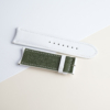 Curved End Padded White Sailcloth Rubber Lining Moss Alran Sully Watch Strap