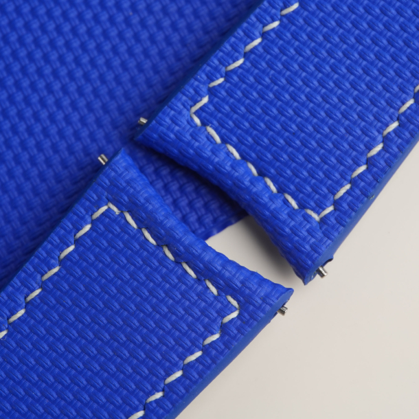 Curved End Blue Sailcloth Rubber Lining Black Rubber Watch Strap 8 Curved End Blue Sailcloth Rubber Lining Black Rubber Watch Strap