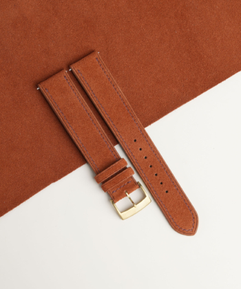 Burnt Orange Suede Lining Black Rubber Watch Strap