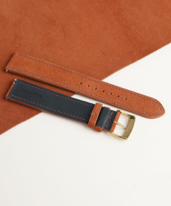 Burnt Orange Suede Lining Black Rubber Watch Strap