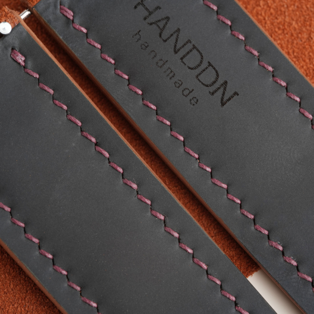 Burnt Orange Suede Lining Black Rubber Watch Strap
