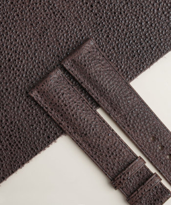 Folded Edge Padded Brown Diamond Lining Golden Alran Sully Leather Watch Strap