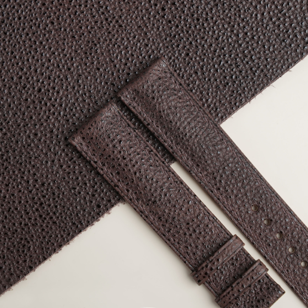 Folded Edge Padded Brown Diamond Lining Golden Alran Sully Leather Watch Strap
