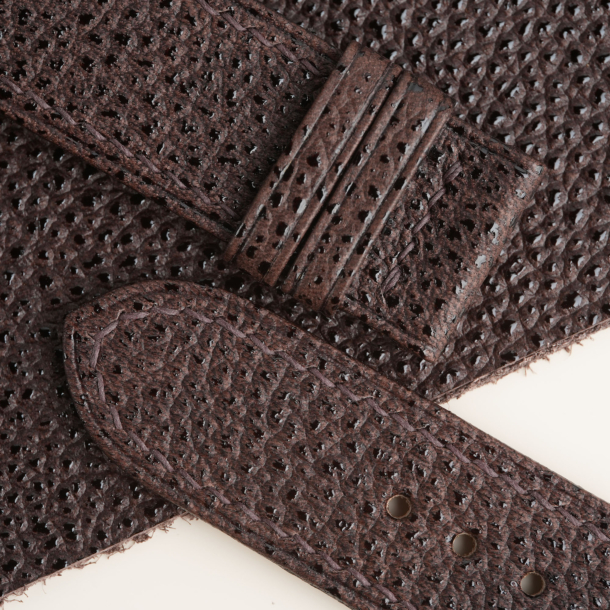 Folded Edge Padded Brown Diamond Lining Golden Alran Sully Leather Watch Strap