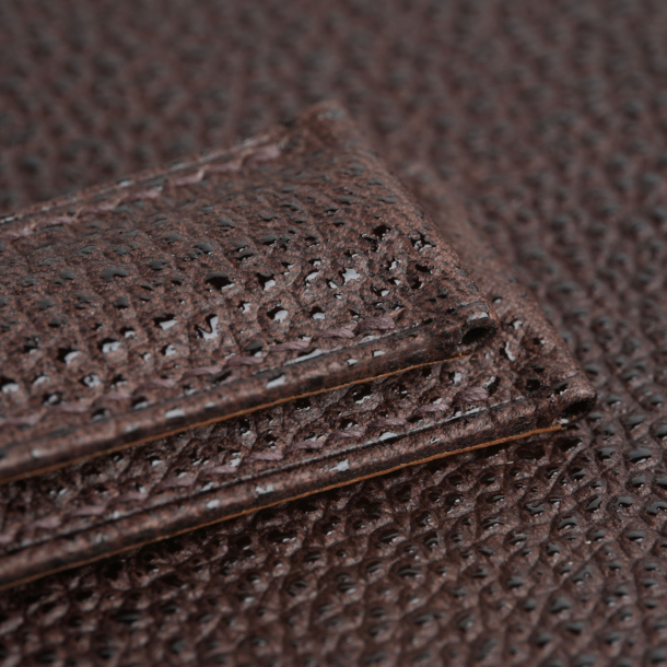 Folded Edge Padded Brown Diamond Lining Golden Alran Sully Leather Watch Strap
