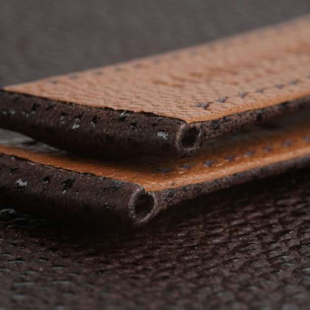Folded Edge Padded Brown Diamond Lining Golden Alran Sully Leather Watch Strap