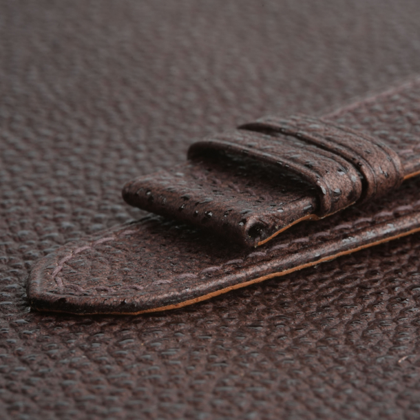 Folded Edge Padded Brown Diamond Lining Golden Alran Sully Leather Watch Strap
