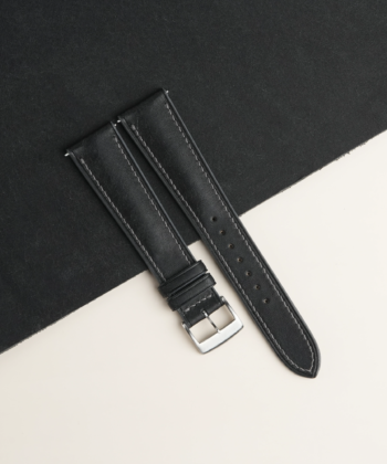 Padded Black Pueblo Leather Lining Black Rubber Watch Strap