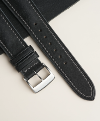 Padded Black Pueblo Leather Lining Black Rubber Watch Strap