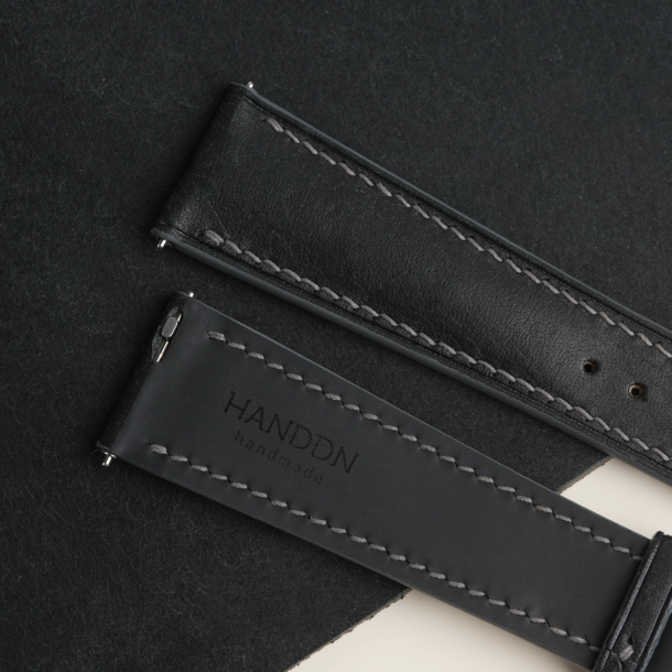 Padded Black Pueblo Leather Lining Black Rubber Watch Strap 5 Padded Black Pueblo Leather Lining Black Rubber Watch Strap
